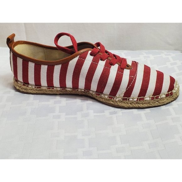 Michael Kors Del Rey Striped Espadilles Red White Size 7 Good Cond - Picture 4 of 8
